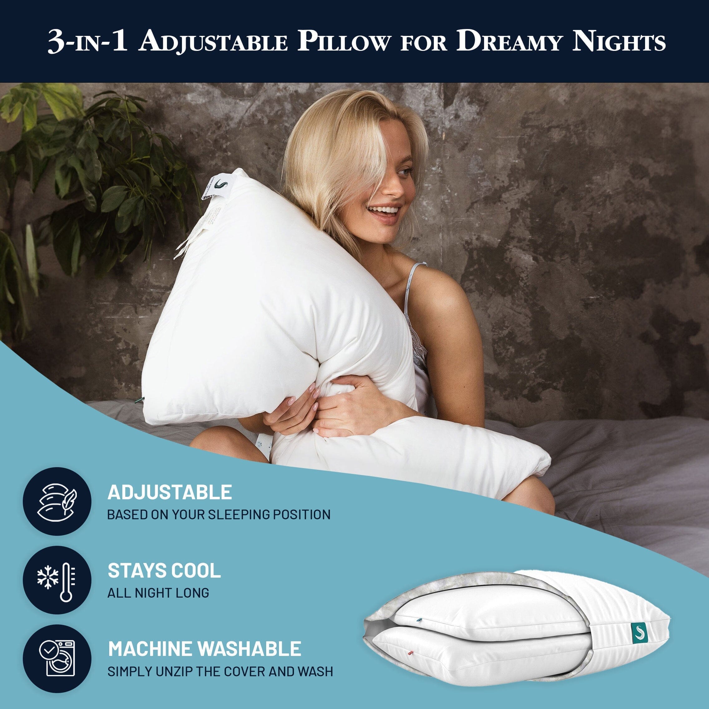 3-in-1 Adjustable Pillow for Dreamy Nights